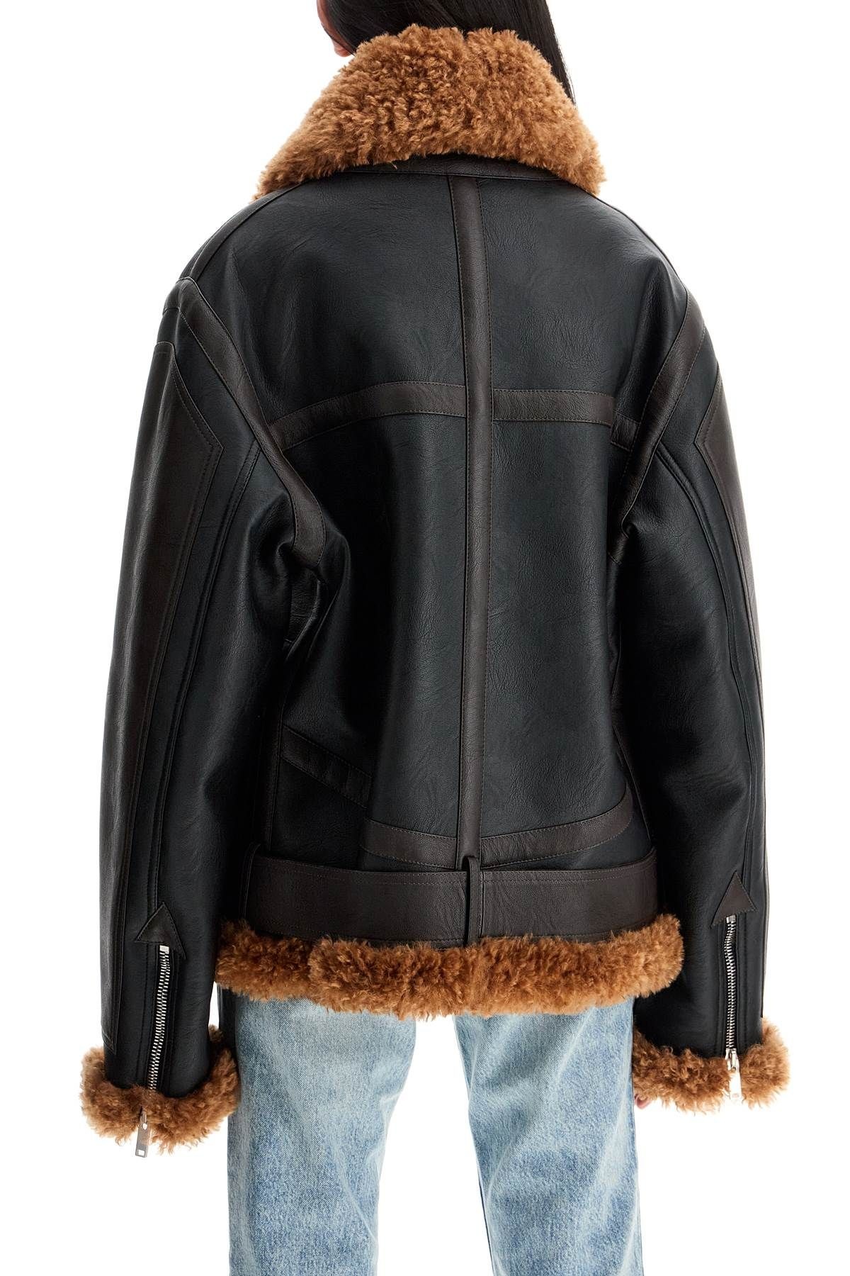 VEGAN LEATHER AND TEDDY BIKER JACKET - 4