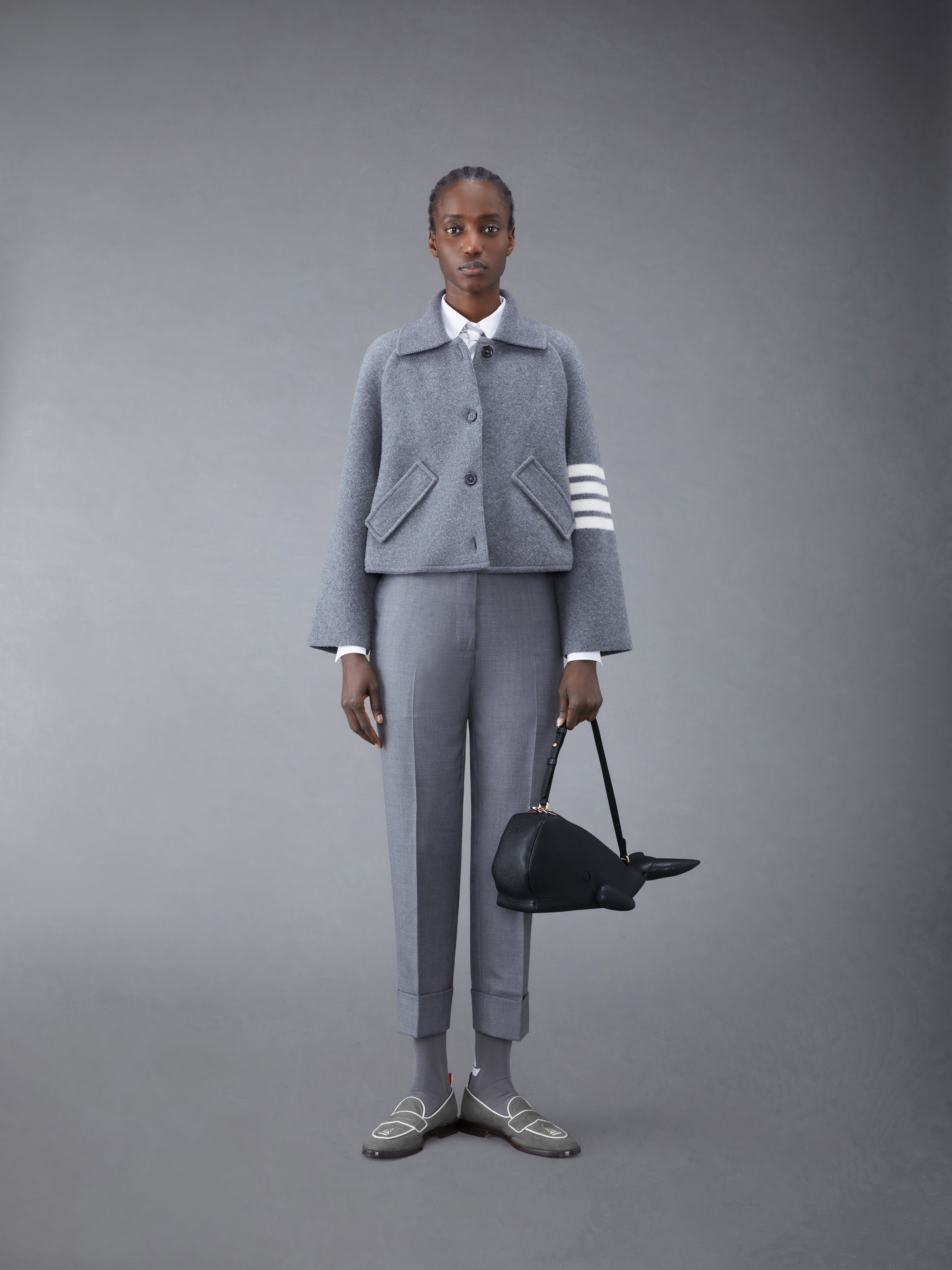 Boiled Wool Milano 4-Bar Cropped Car Coat - 3