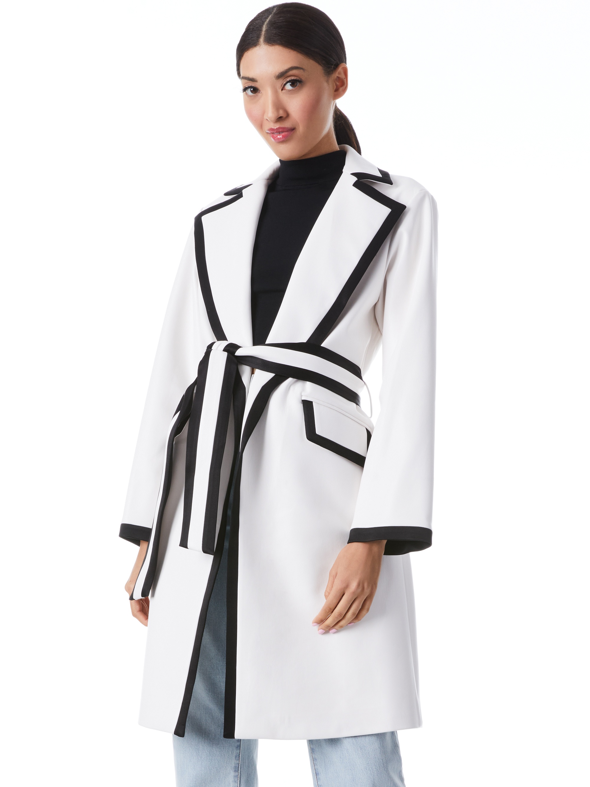 SABRA COMBINATION VEGAN LEATHER TRENCH COAT - 2