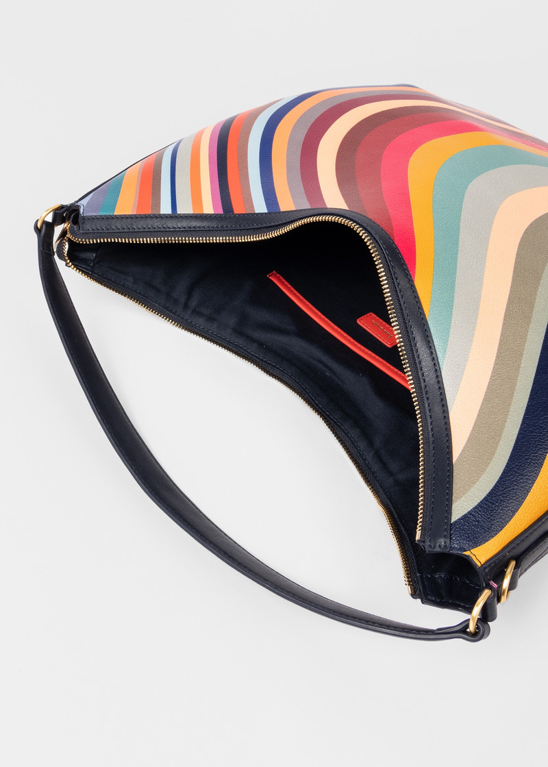 Women's 'Swirl' Leather Medium Round Hobo Bag 4