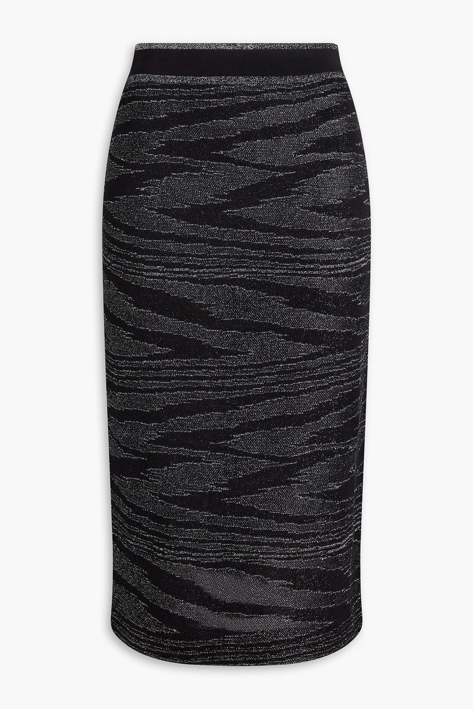 Metallic jacquard-knit midi pencil skirt - 1
