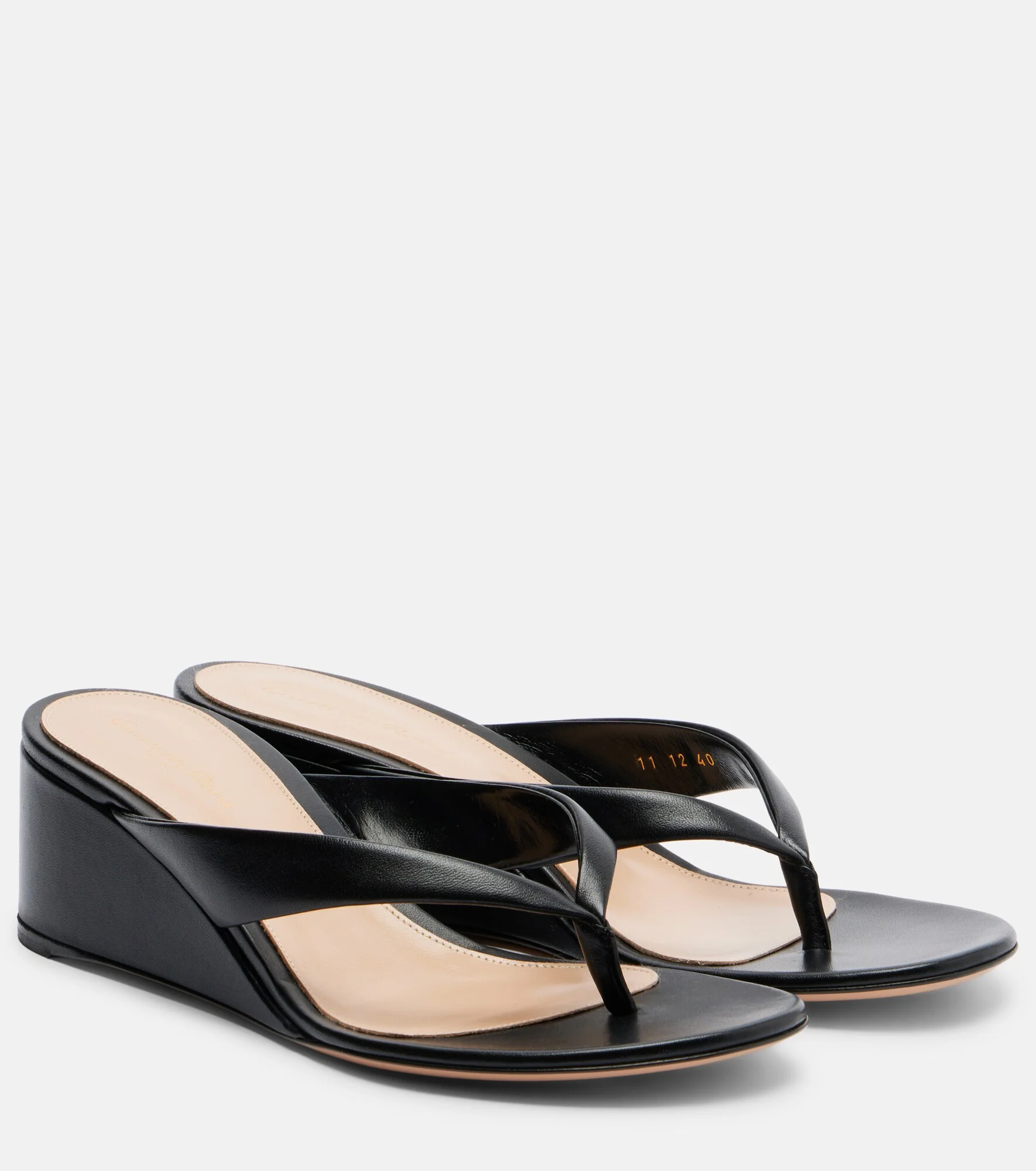 Leather wedge thong sandals - 1