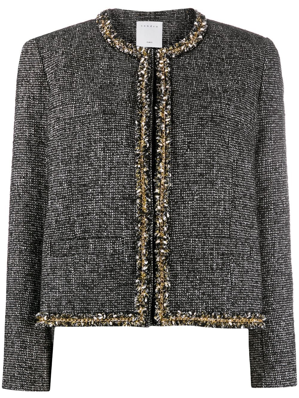 fringe-trim tweed jacket - 1