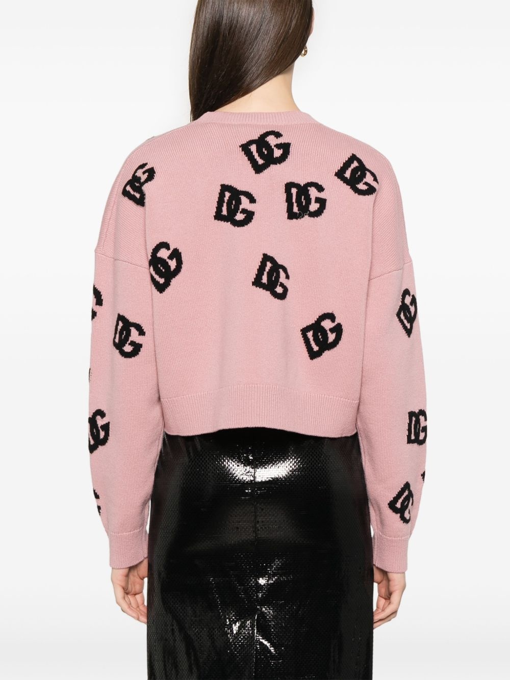 jacquard-logo cropped cardigan - 4
