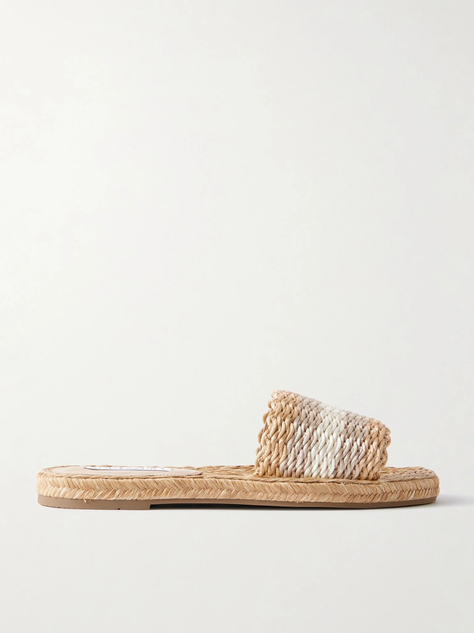 Playa striped woven metallic raffia sandals Neutral - 1