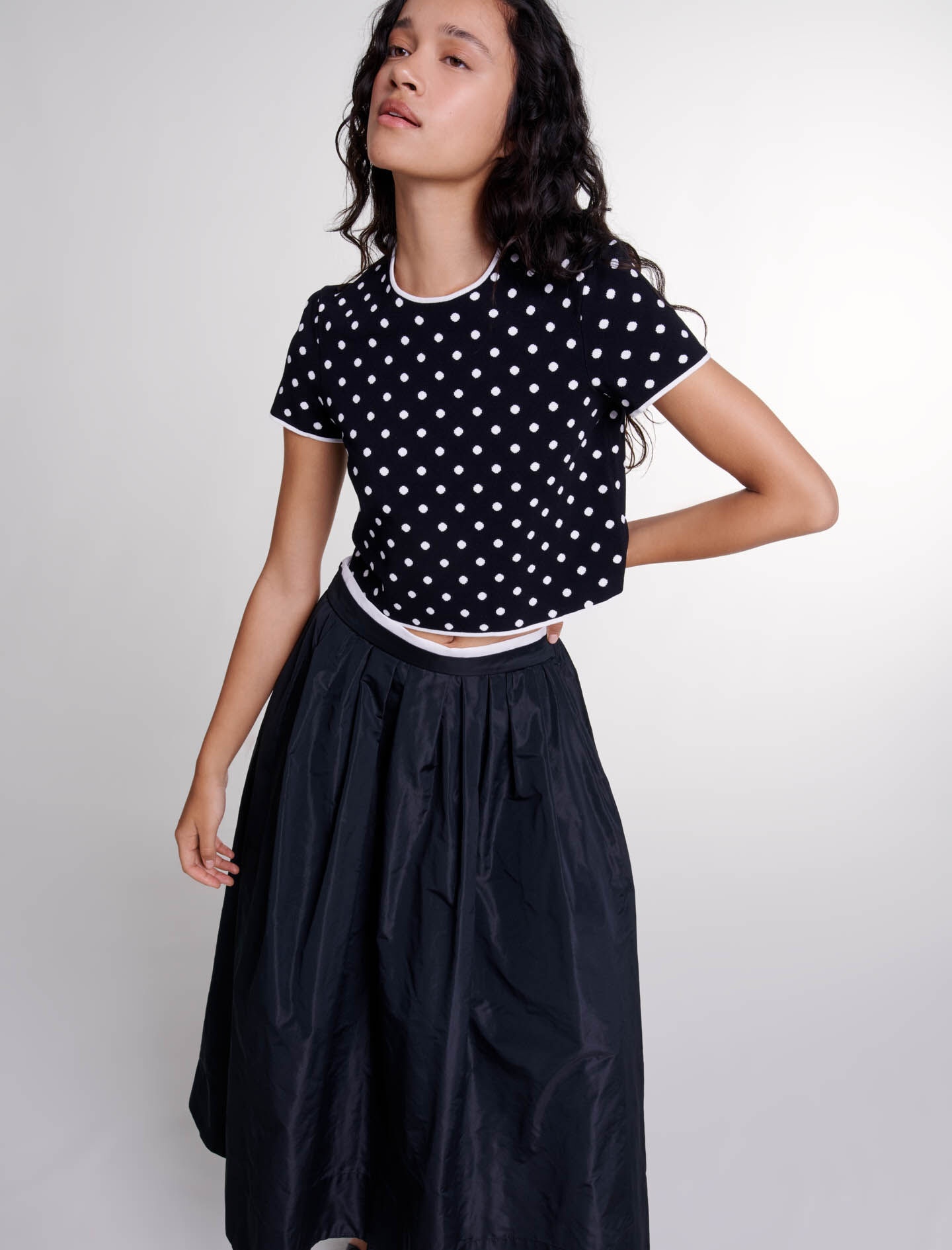 Long skirt with contrast waistband - 6