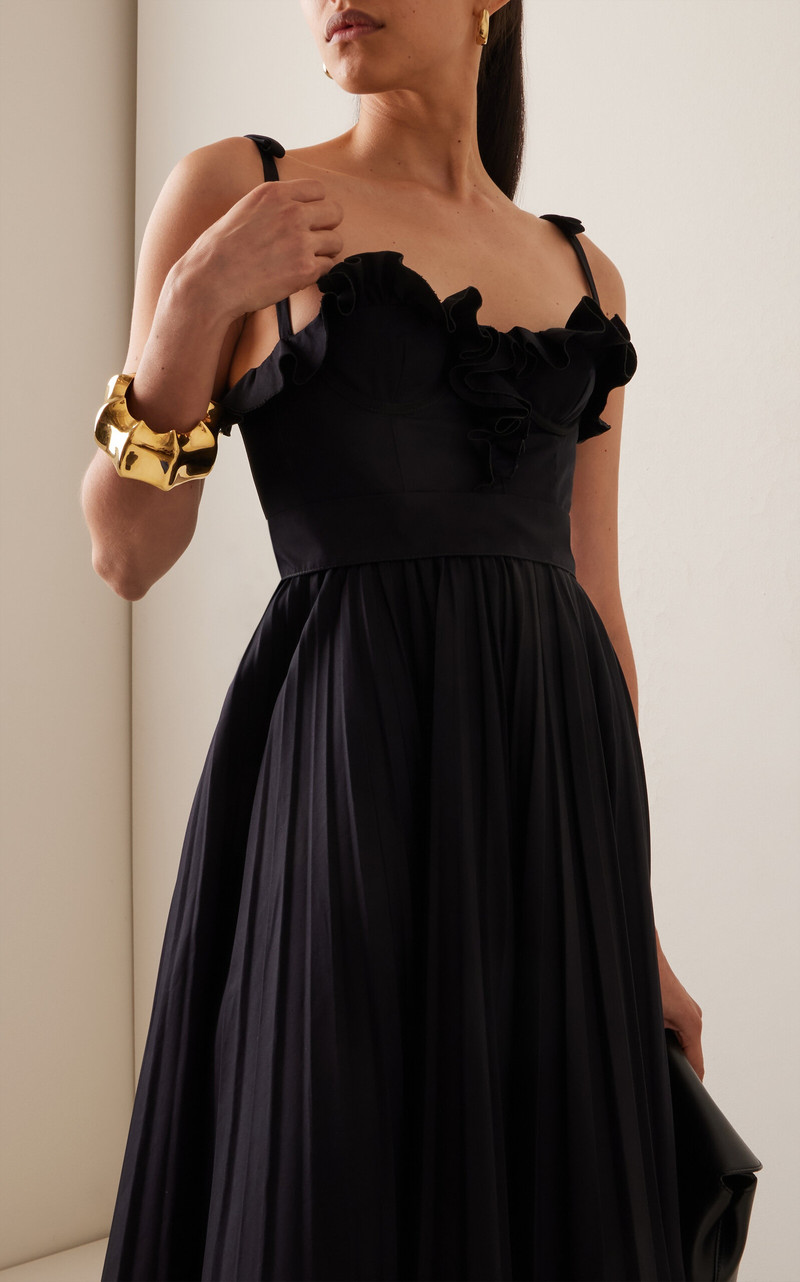 Ruffled Cotton-Poplin Maxi Dress black 3