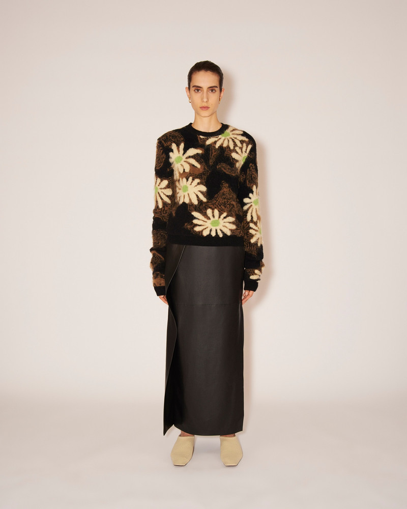Nanushka ELOISE - Brushed alpaca floral crew neck sweater - Black outlook