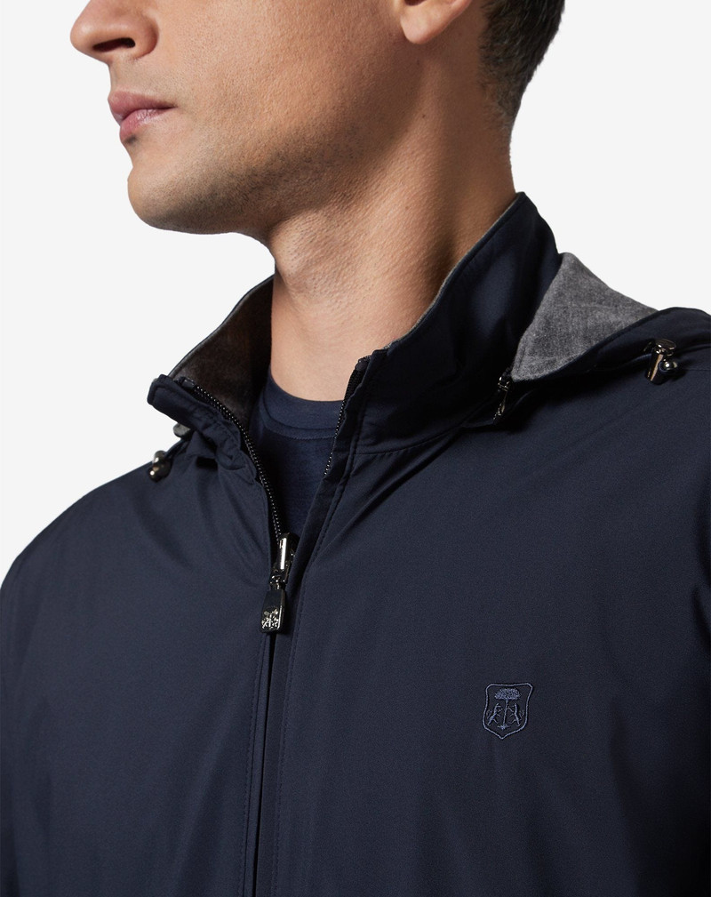Reversible blue rain jacket 3