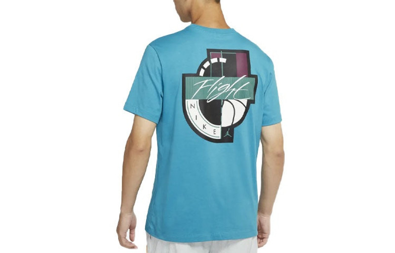 Jordan Men's Air Jordan Printing Short Sleeve Casual Embroidered Short Sleeve Blue T-Shirt DH3613-474 outlook