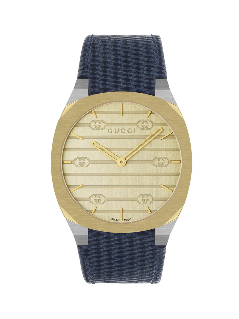 Men's 18K Gold-Plated Stainless Steel & Leather Strap Watch - Gold Black 1