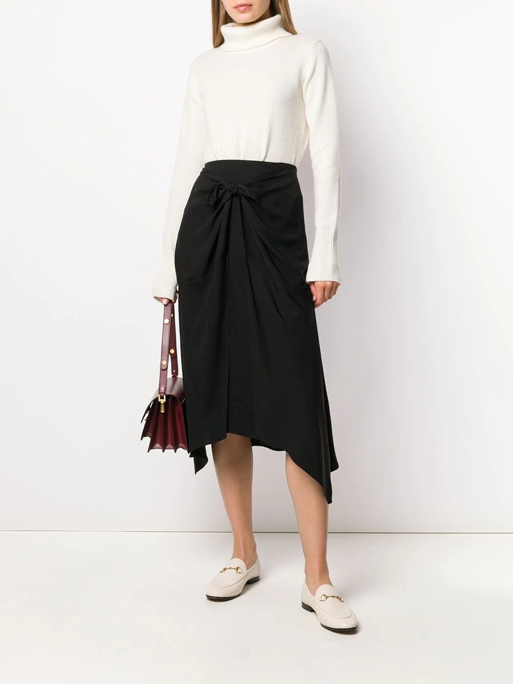 twist-detail asymmetric skirt - 2