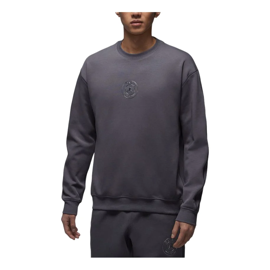 Air Jordan x PSG Hoop Fleece Crewneck Sweatshirt Asia Sizing 'Dark Grey Off Black' IF3802-014 - 1