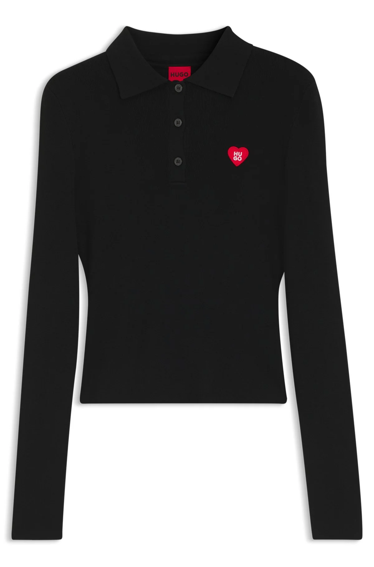 SLIM-FIT SWEATER IN RIBBED CREPE WITH POLO COLLAR - 1