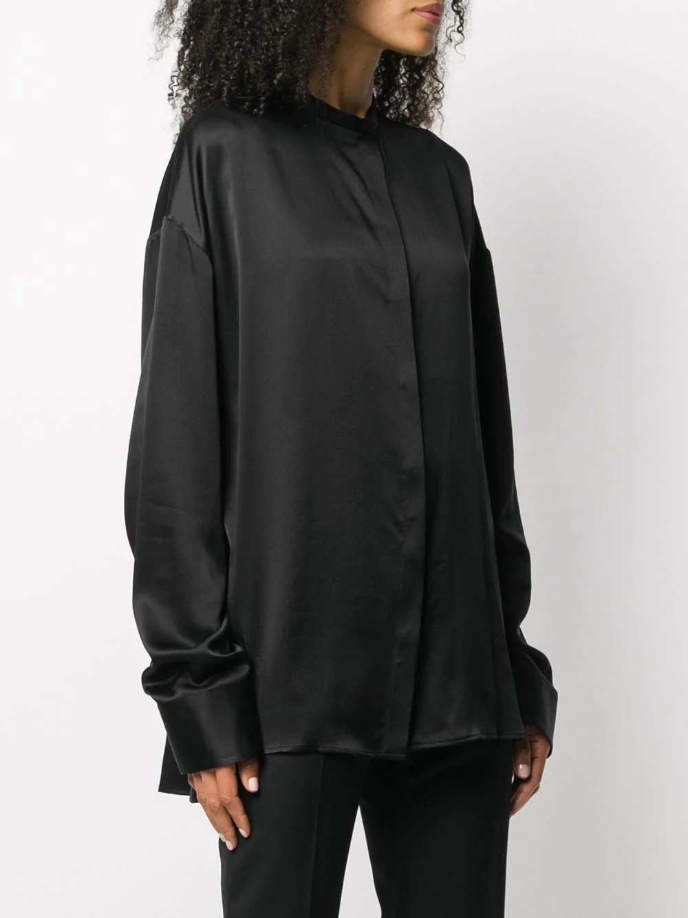 concealed-fastening silk shirt - 3