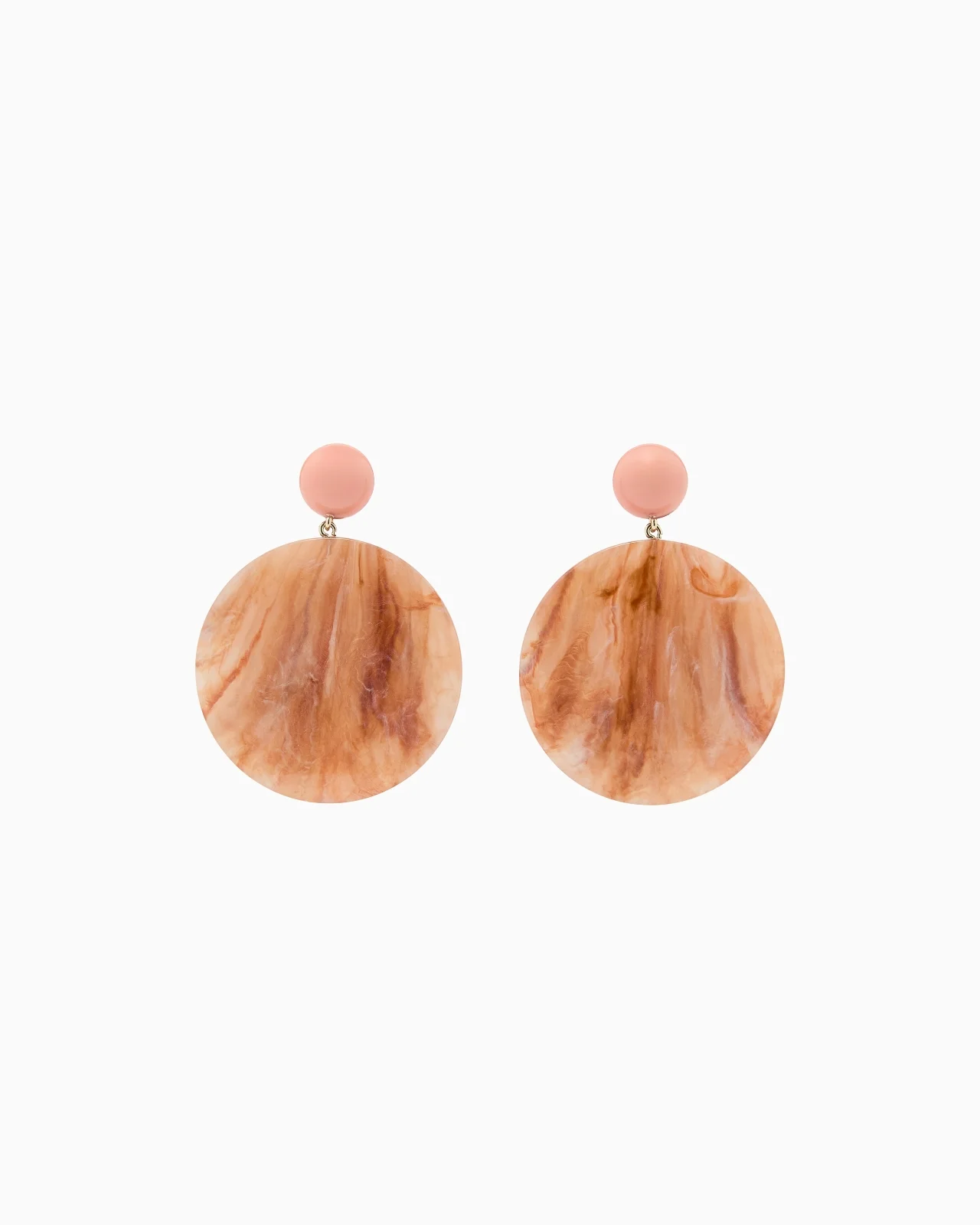 OVERSIZED ROUND PENDANT EARRINGS WITH A MARBLED FINISH - 1