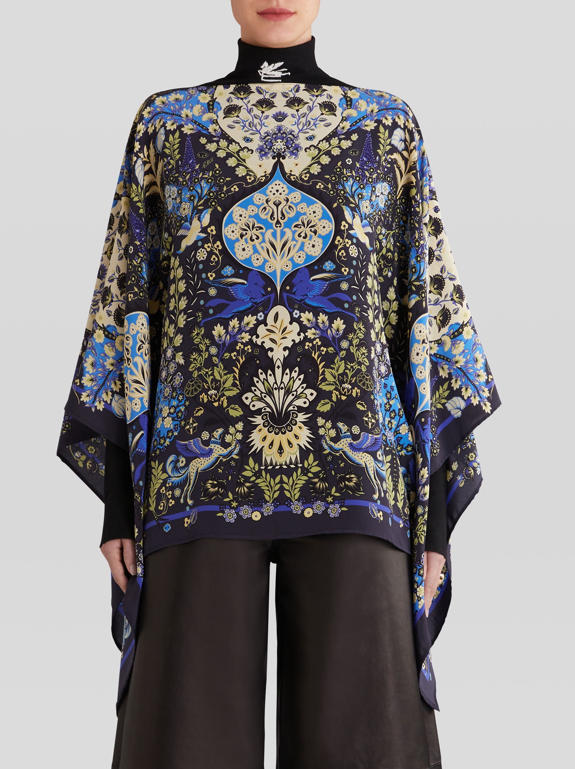 PRINTED SILK PONCHO - 2