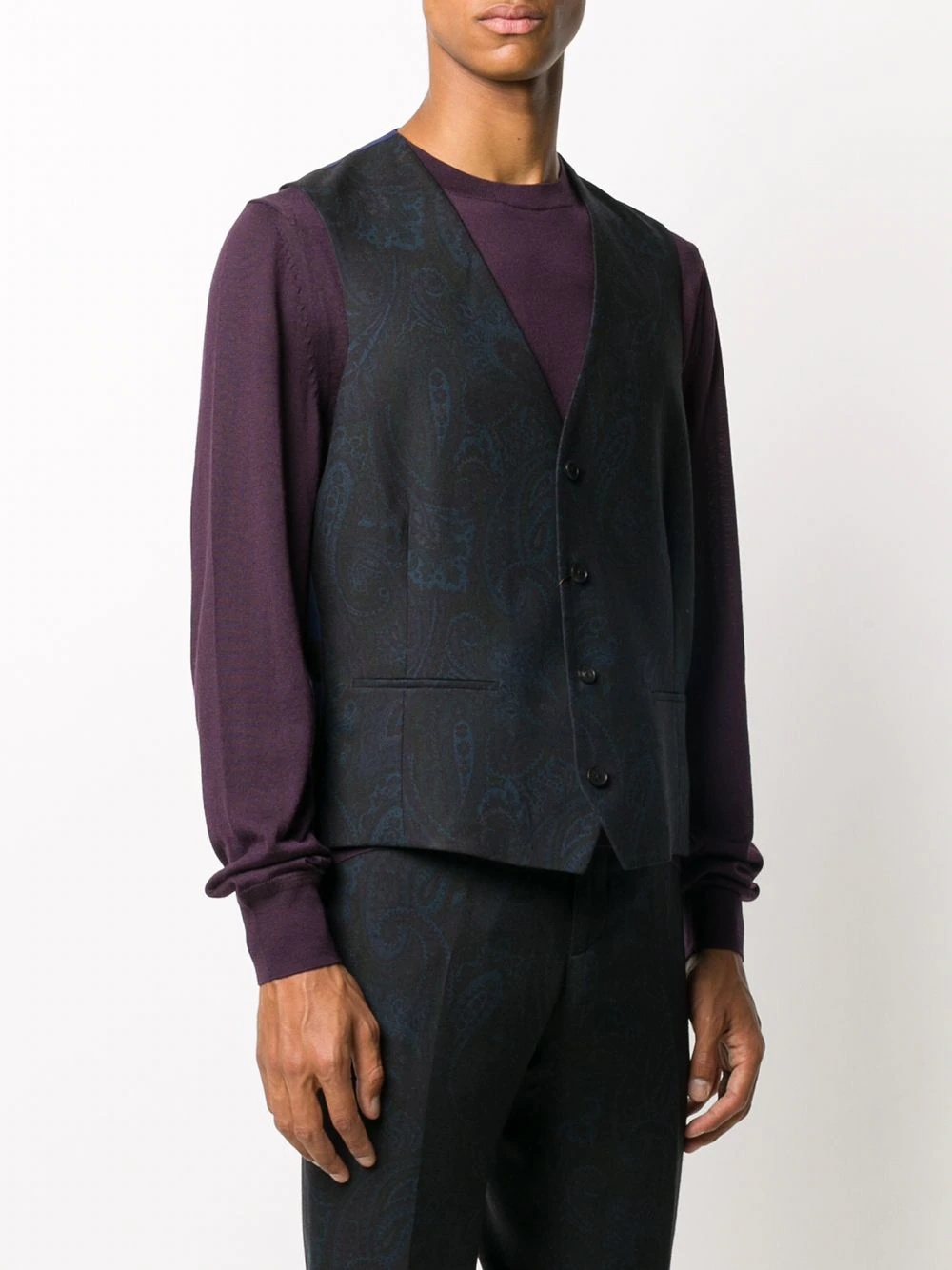 paisley print waistcoat - 3