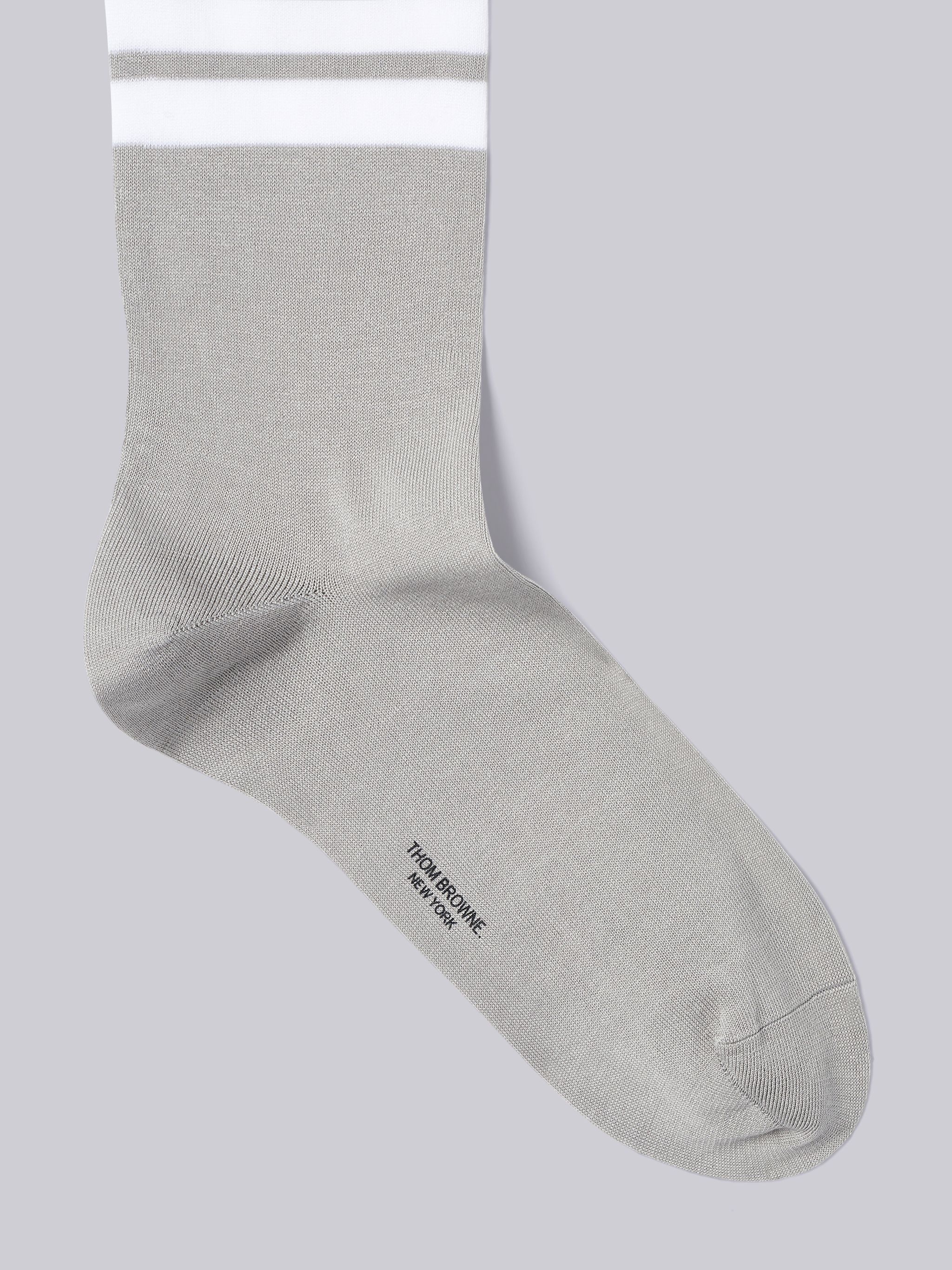 Light Grey Lightweight Cotton Mid-calf 4-Bar Socks - 2