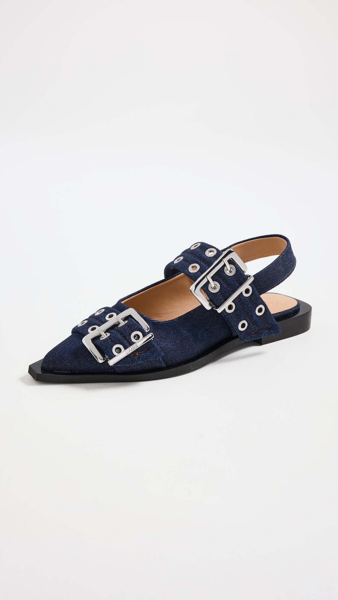 Buckle Ballerina Denim Sandals - 1