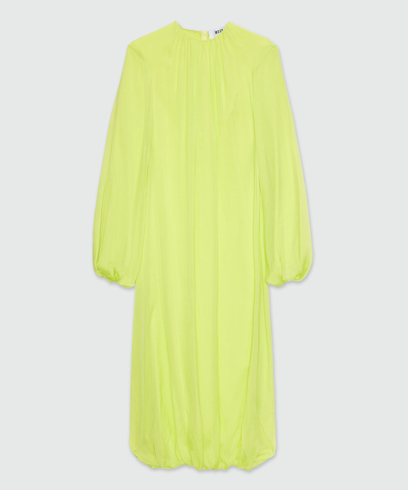 Long fluorescent yellow chiffon dress 1