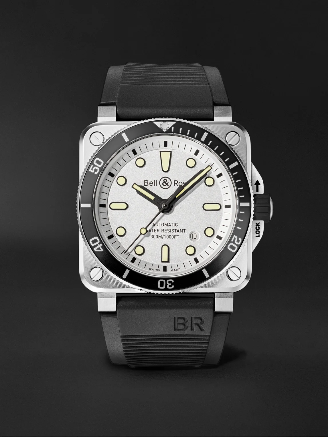 BR 03-92 Diver Automatic Stainless Steel Watch, Ref. BR0392-D-WH-ST/SRB - 1