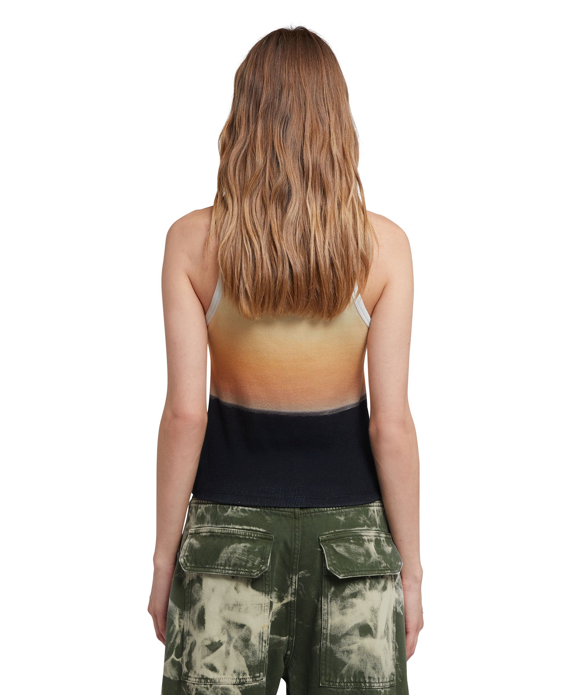 Ribbed jersey tank top with "Tanzanian sunset" print - 3