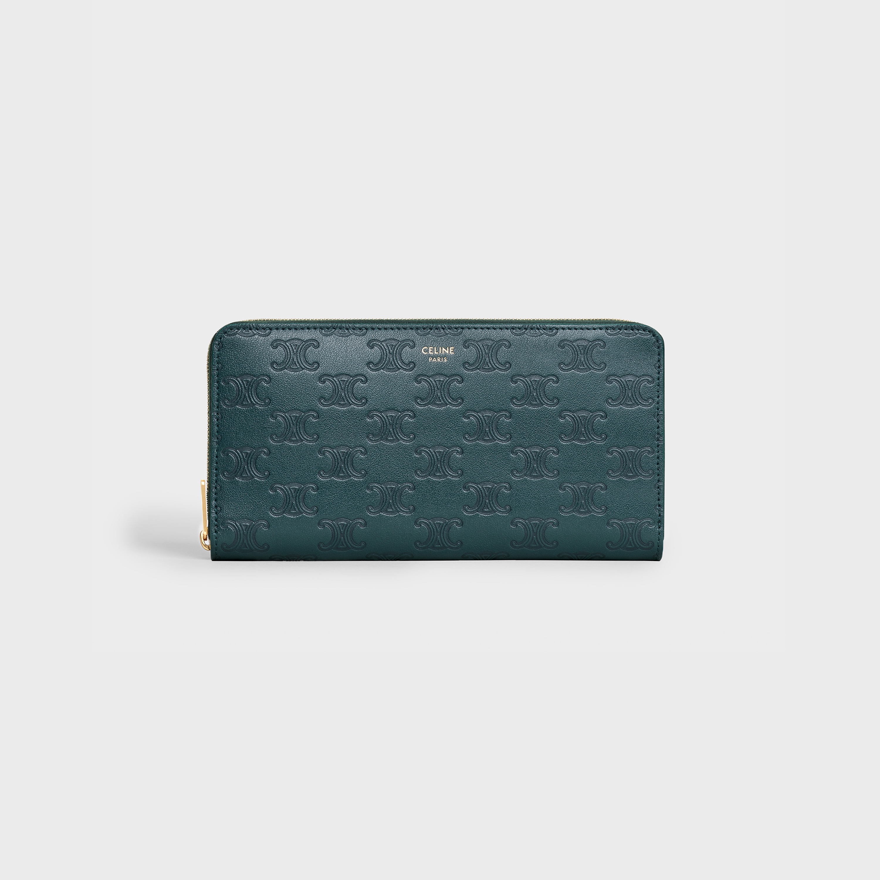 LARGE ZIPPED WALLET  IN  EMBOSSED SMOOTH CALFSKIN - 1