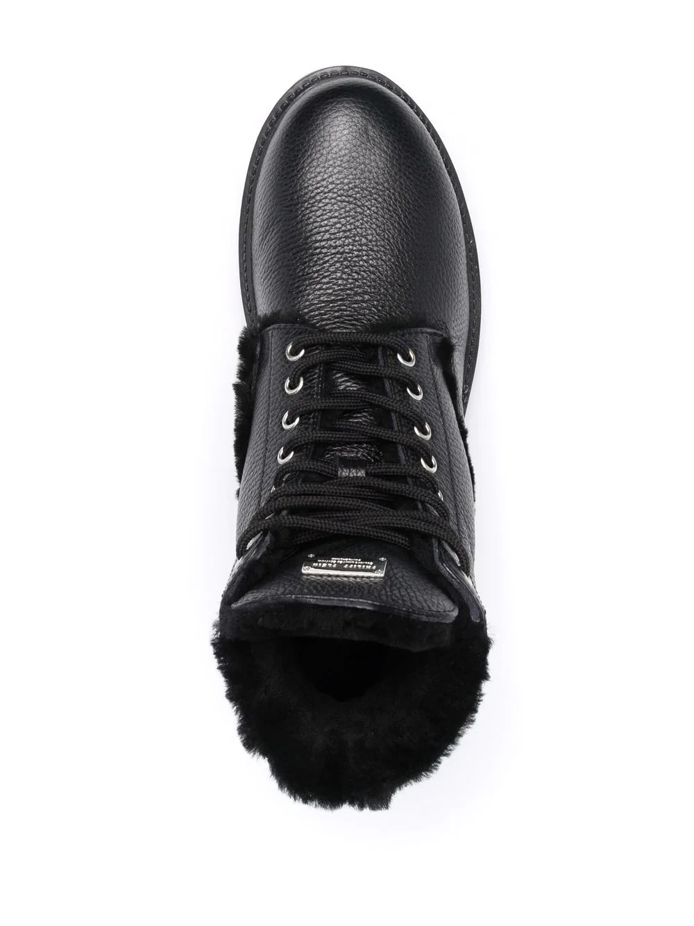 shearling-lined lace-up boots - 4