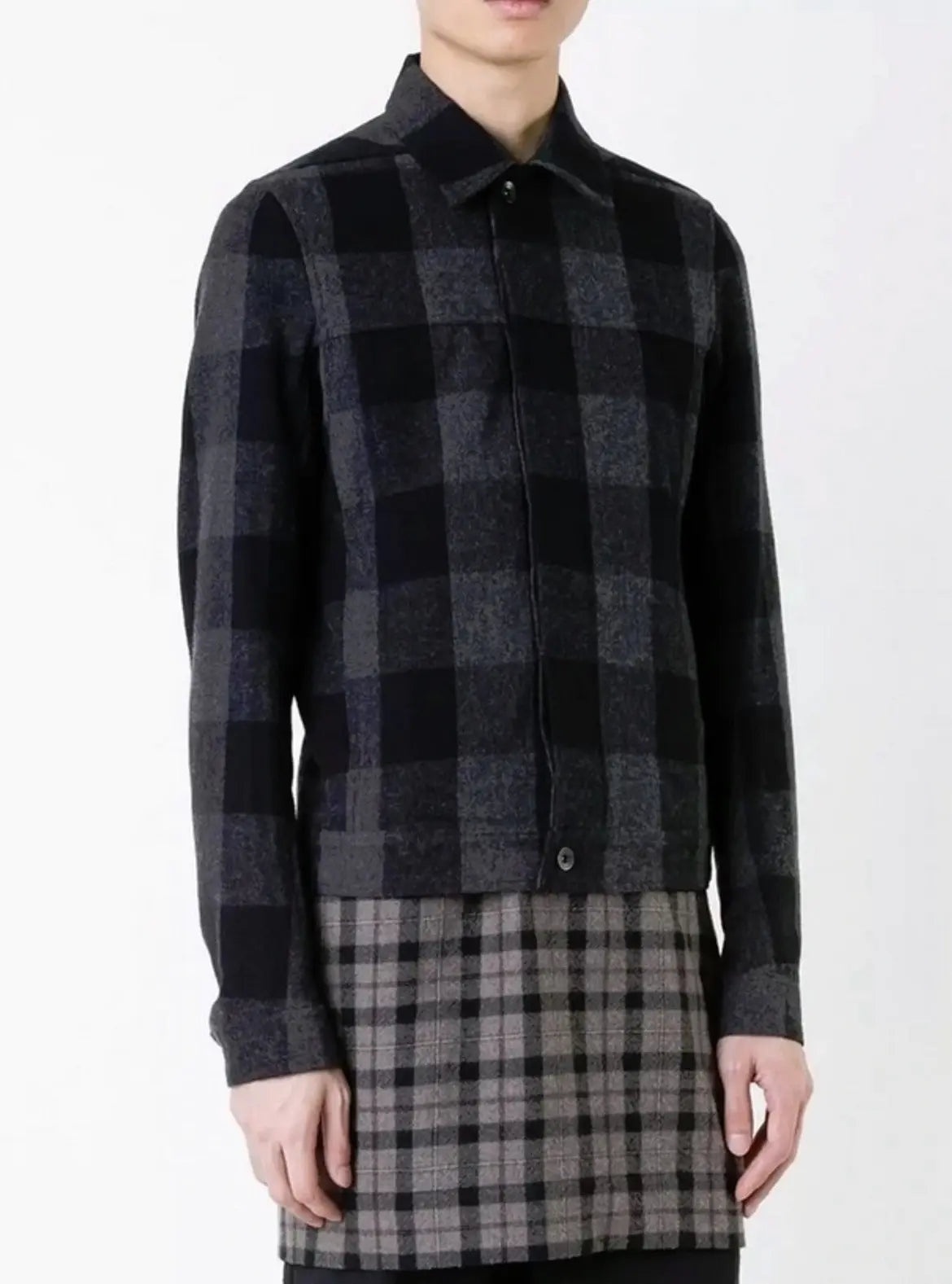 Rick Owens Fall 2016 Mainline Mastodon Checkered Plaid Wool Sample Colourway Workers Jacket 46 - 2