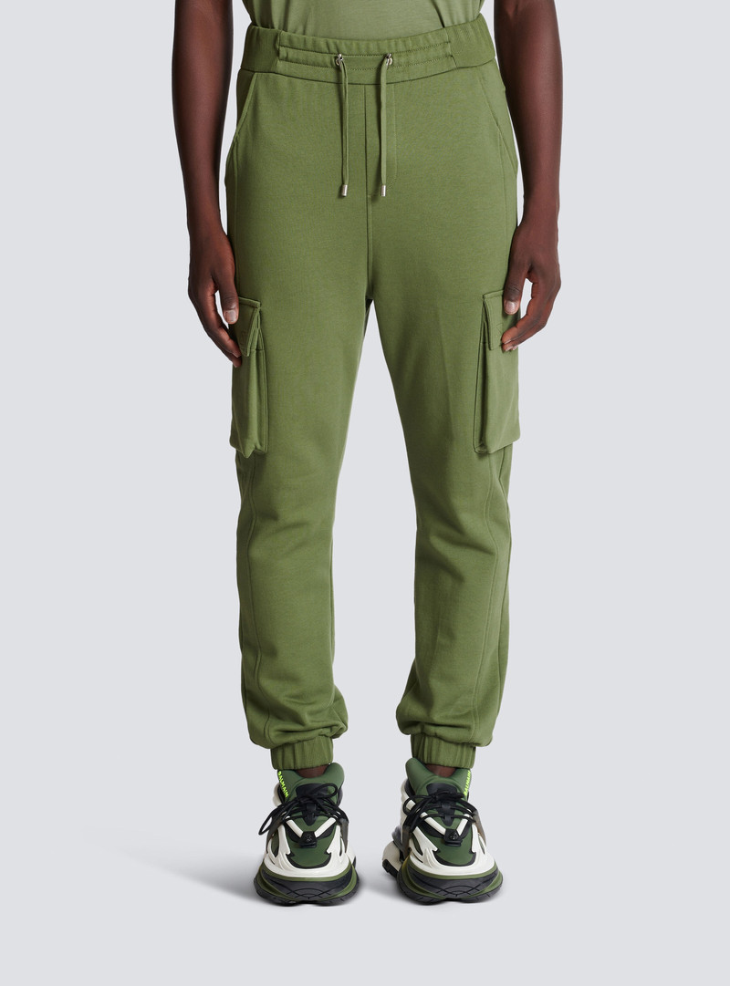 Cargo joggers with Balmain Paris print 5