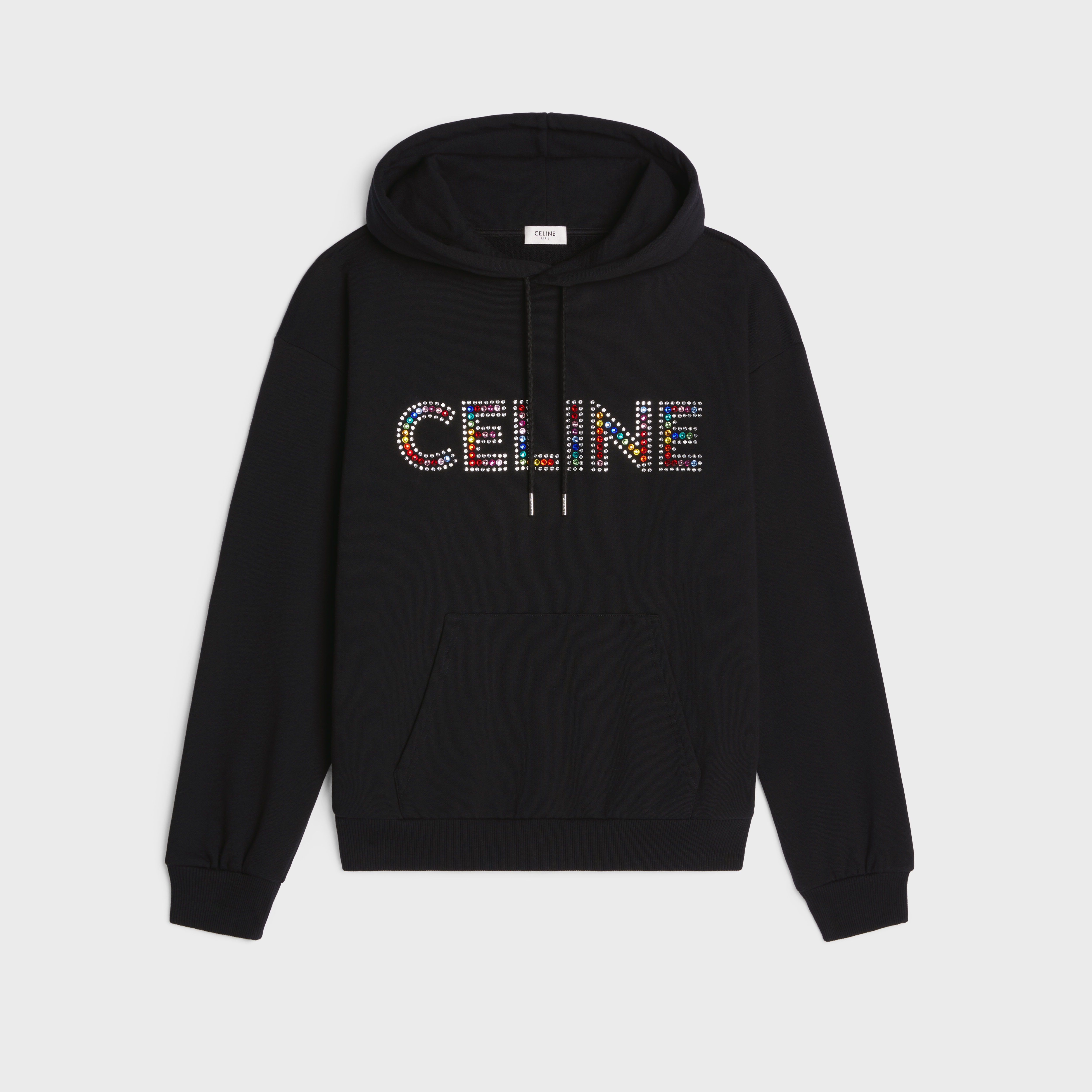 Celine cotton fleece hoodie with rhinestones - 1
