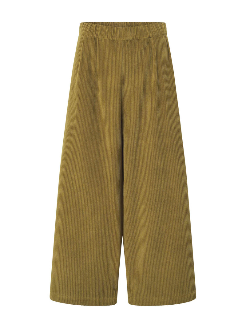 CORDUROY WIDE PANTS - OLIVE 1