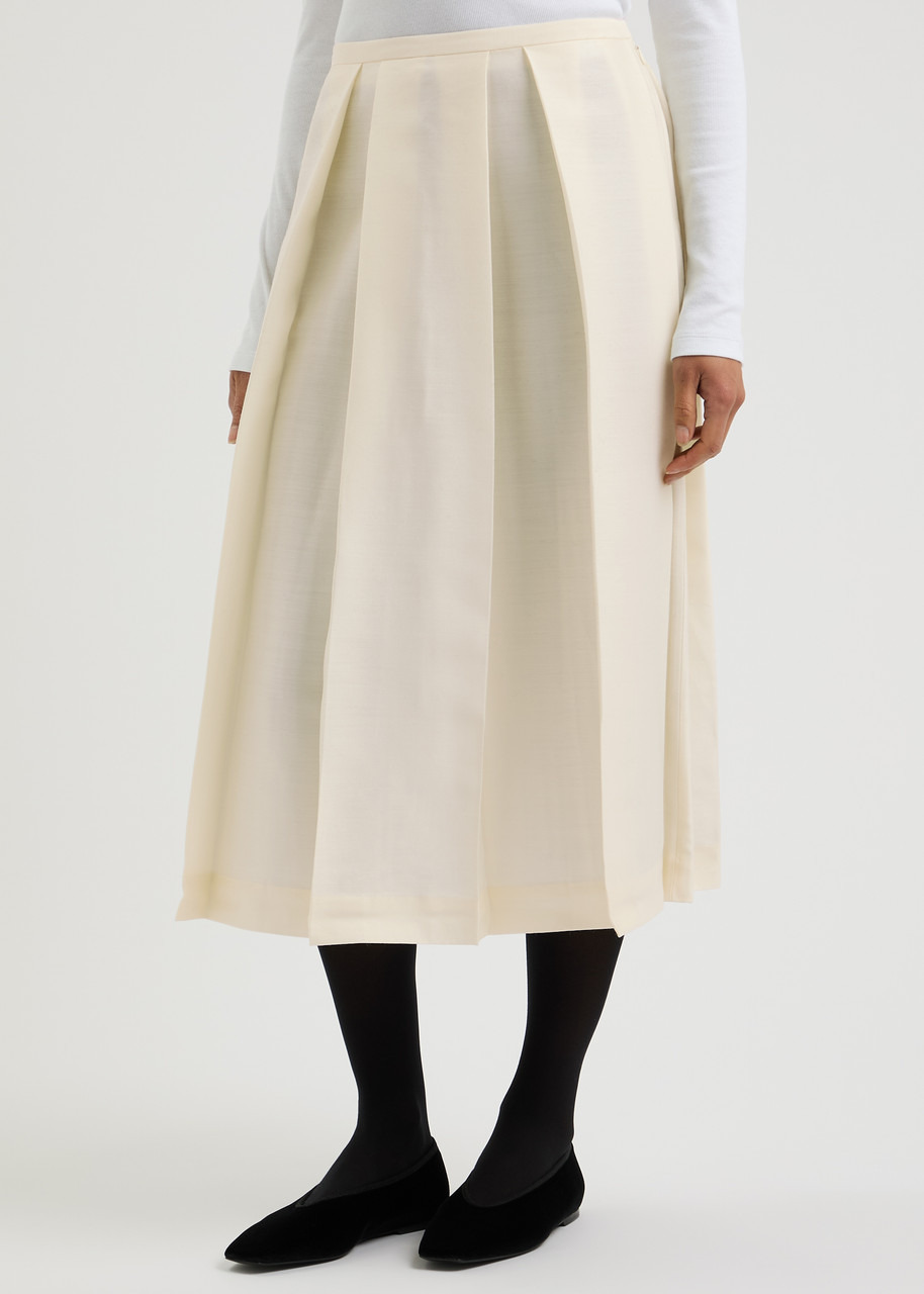 Toteme Pleated Wool and Silk-blend Midi Skirt - 2