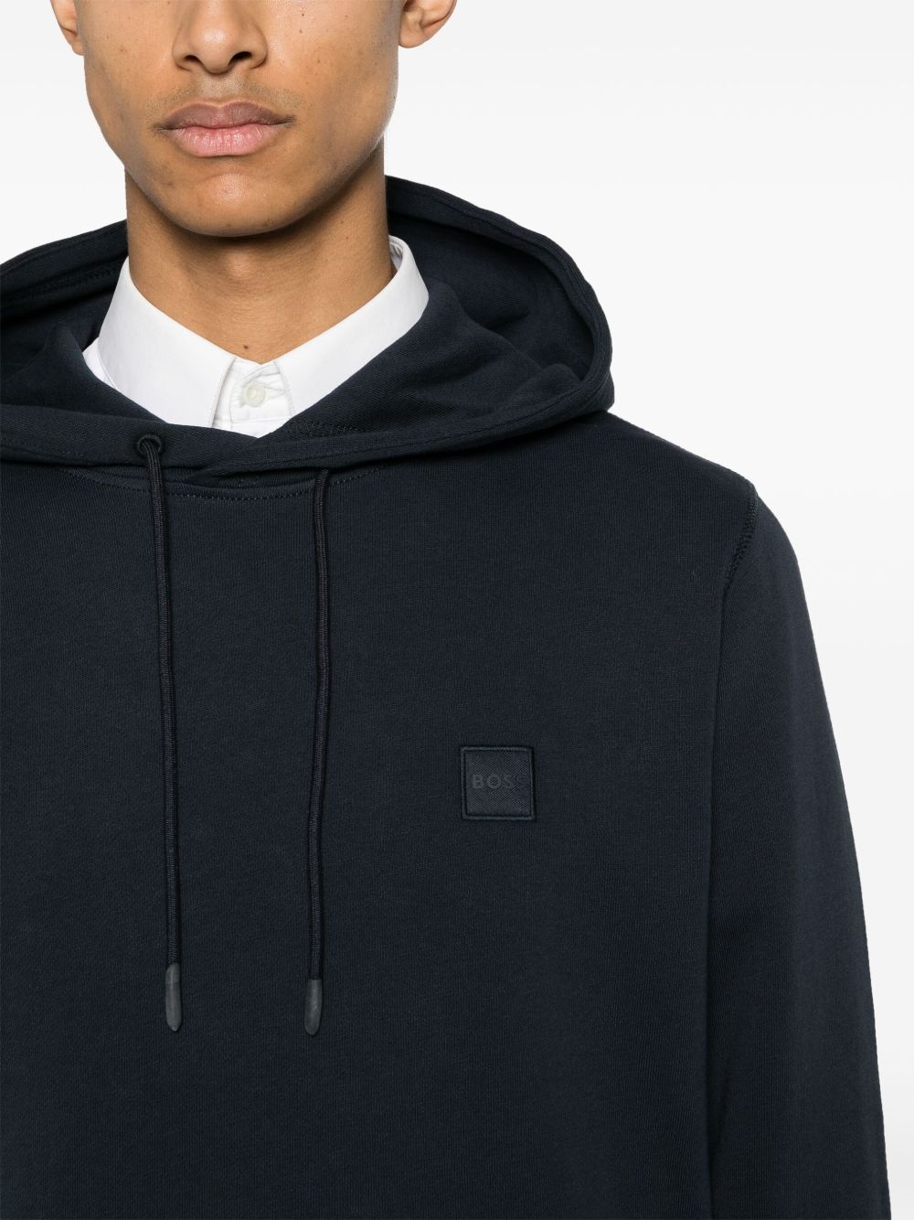 logo-patch cotton hoodie - 5