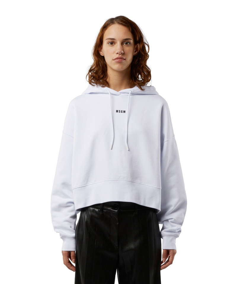 Cotton sweatshirt with hood and micro logo 1