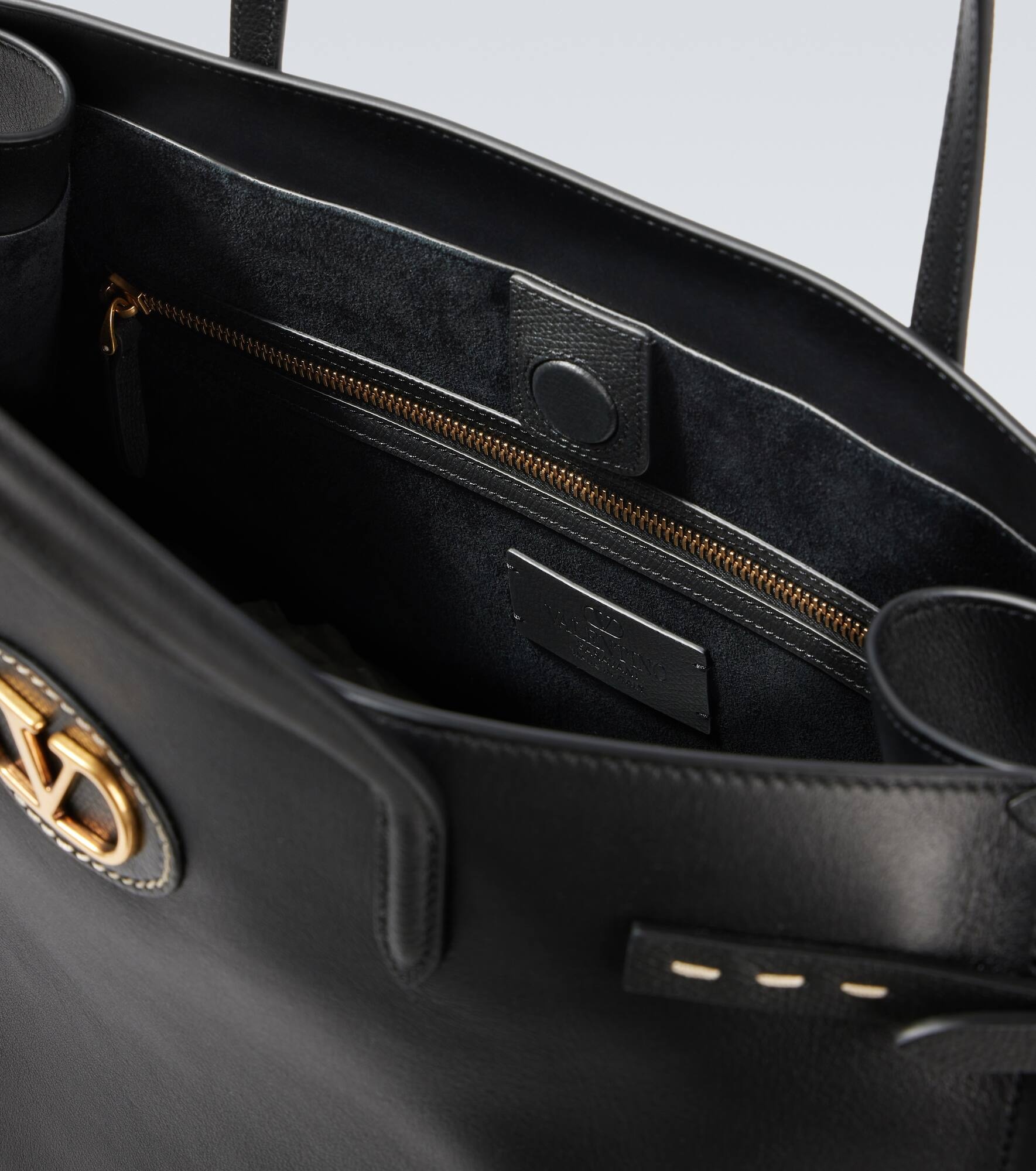 VLogo leather tote bag - 4