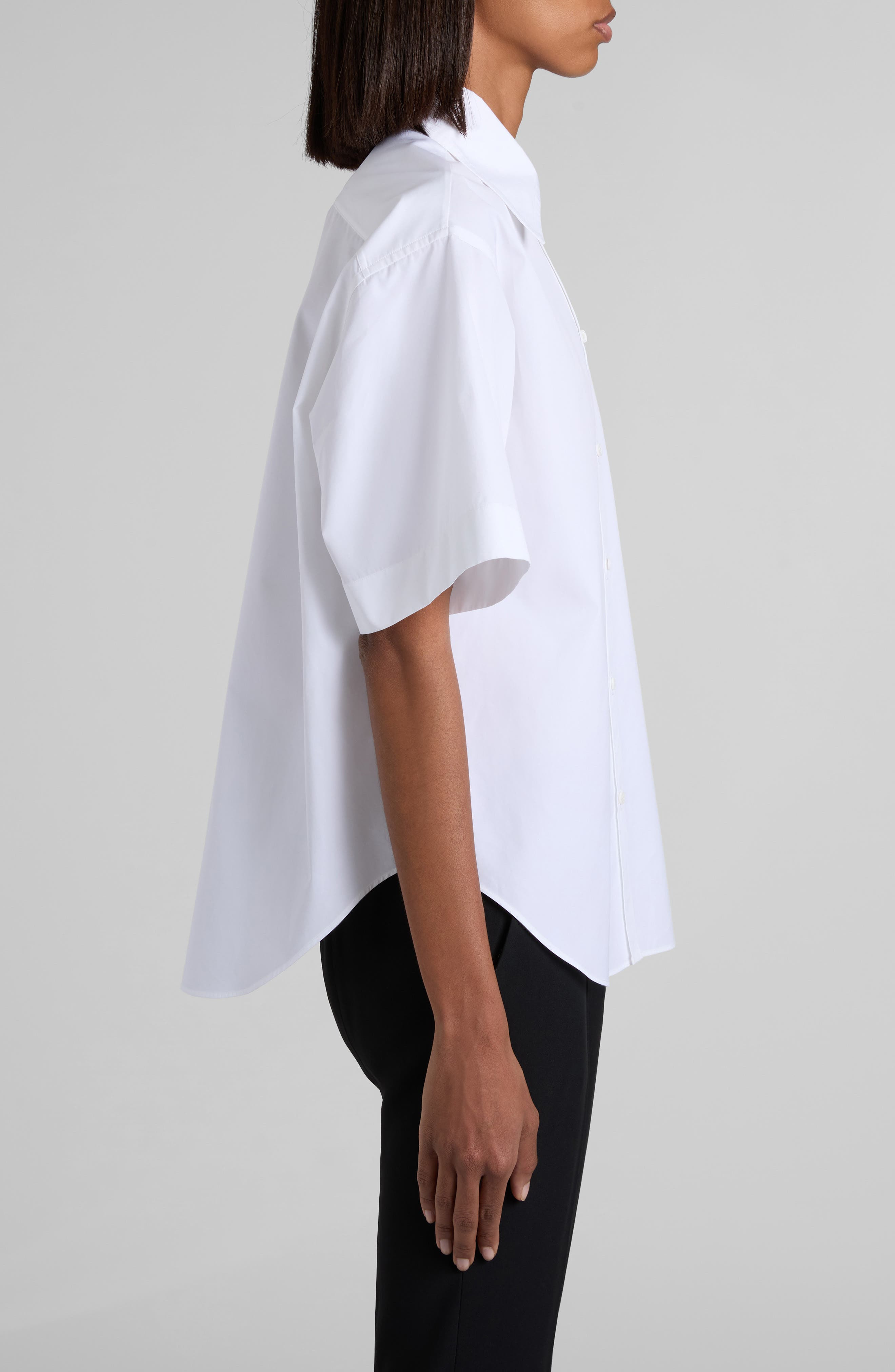 McQueen Cotton Poplin Button-Up Shirt in Optical White at Nordstrom - 3
