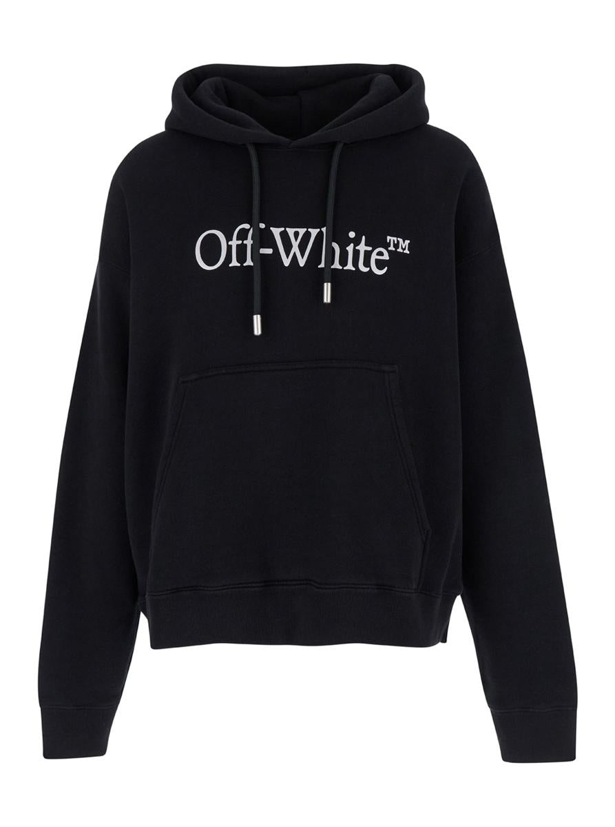 Off White Off White BLACK HOODIW WITH LOGO LETTERING PRINT IN JERSEY MAN baltini REVERSIBLE