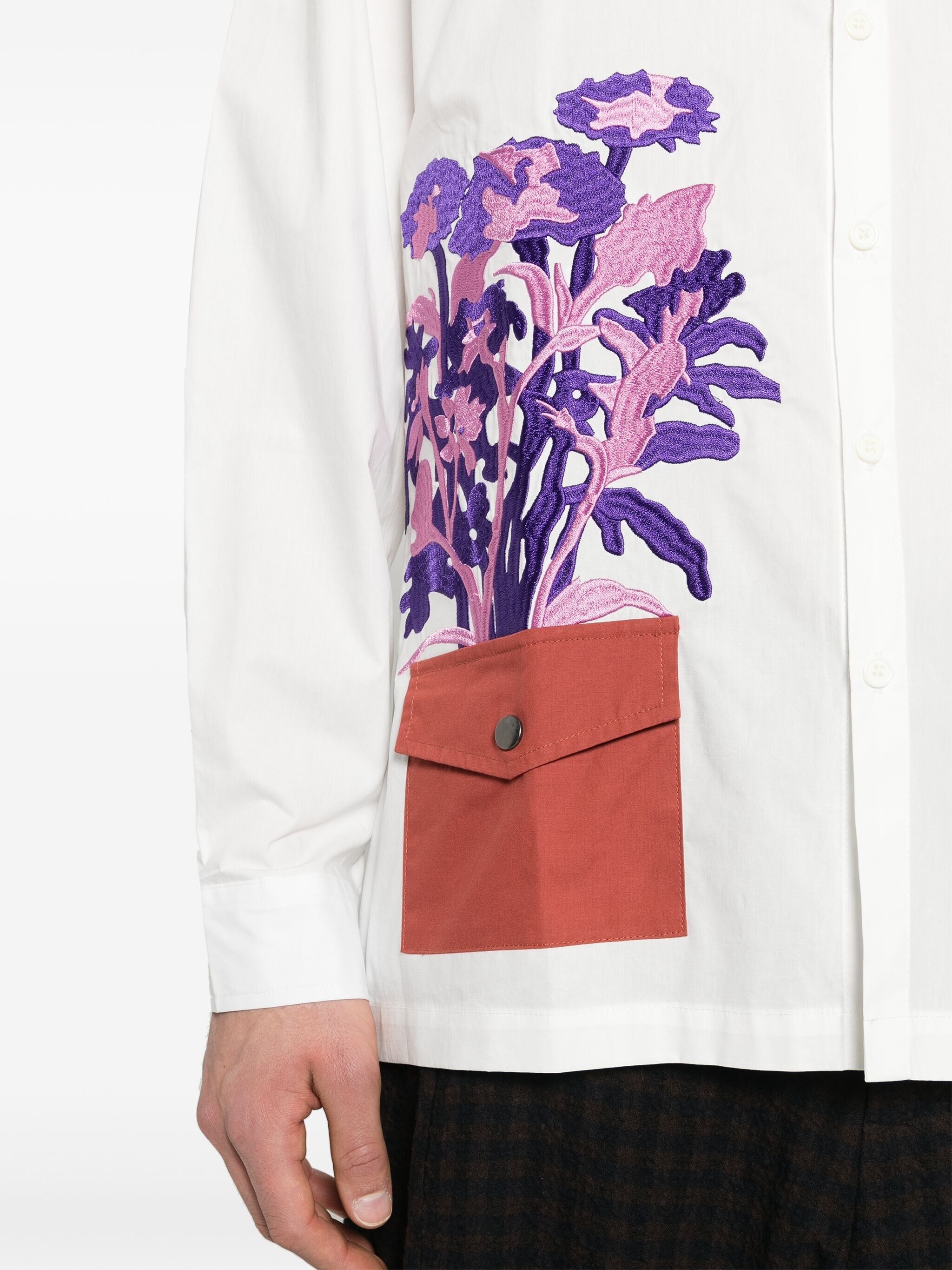 floral-vase embroidered shirt - 5