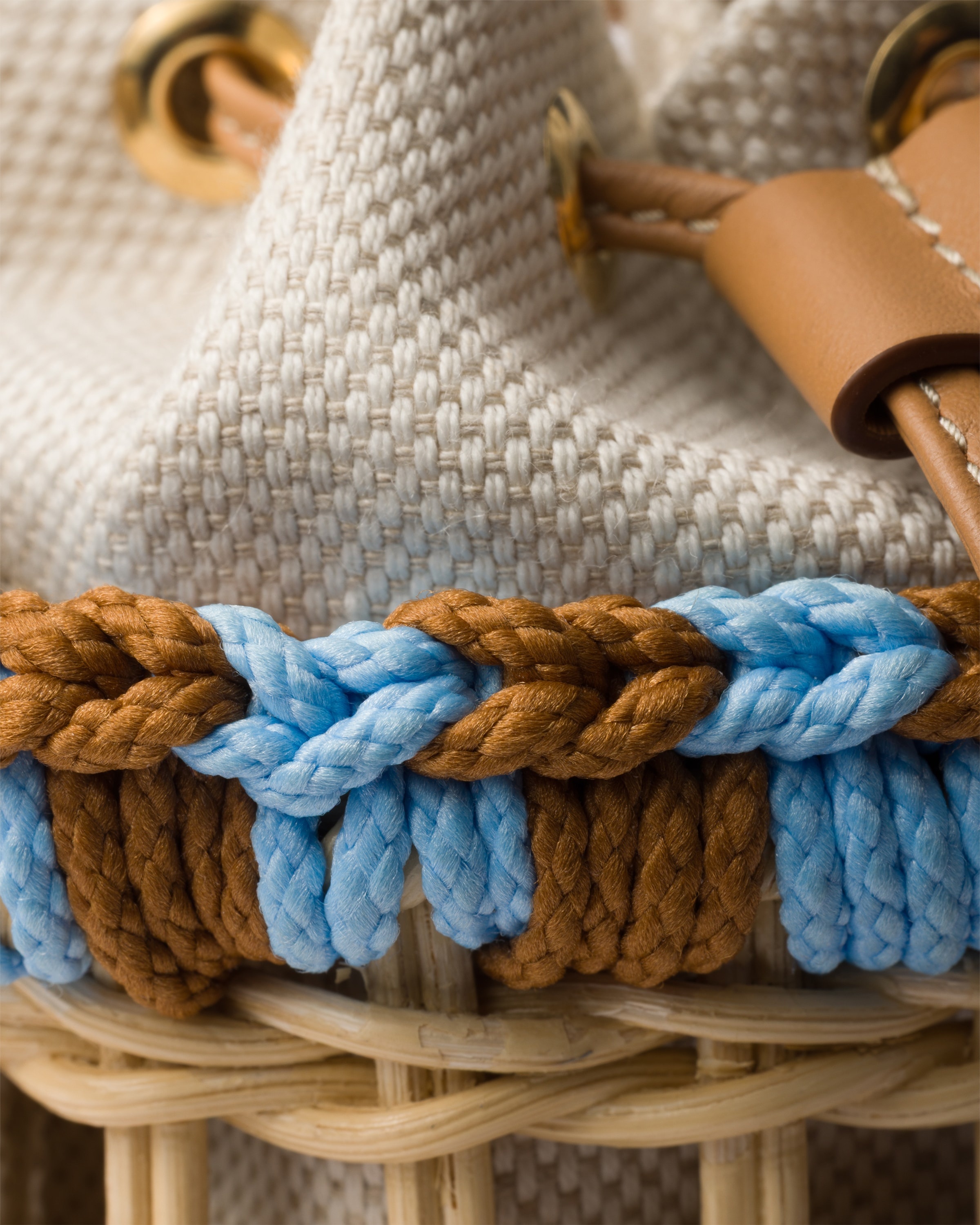 Wicker and linen-blend mini-bag - 5