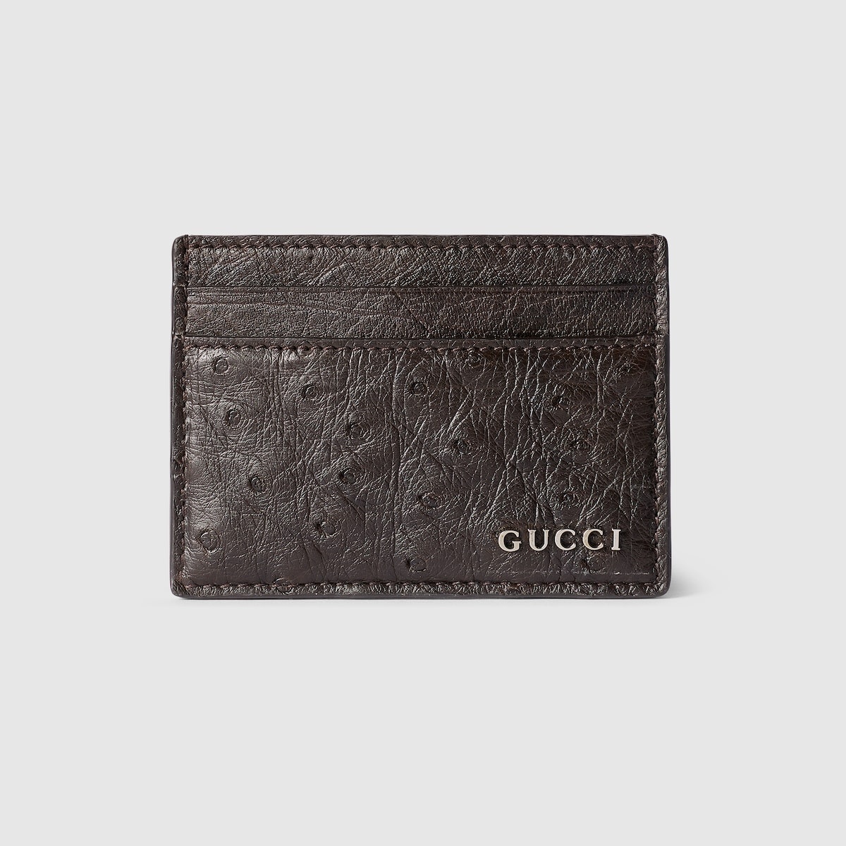 Ostrich card case with Gucci logo - 1