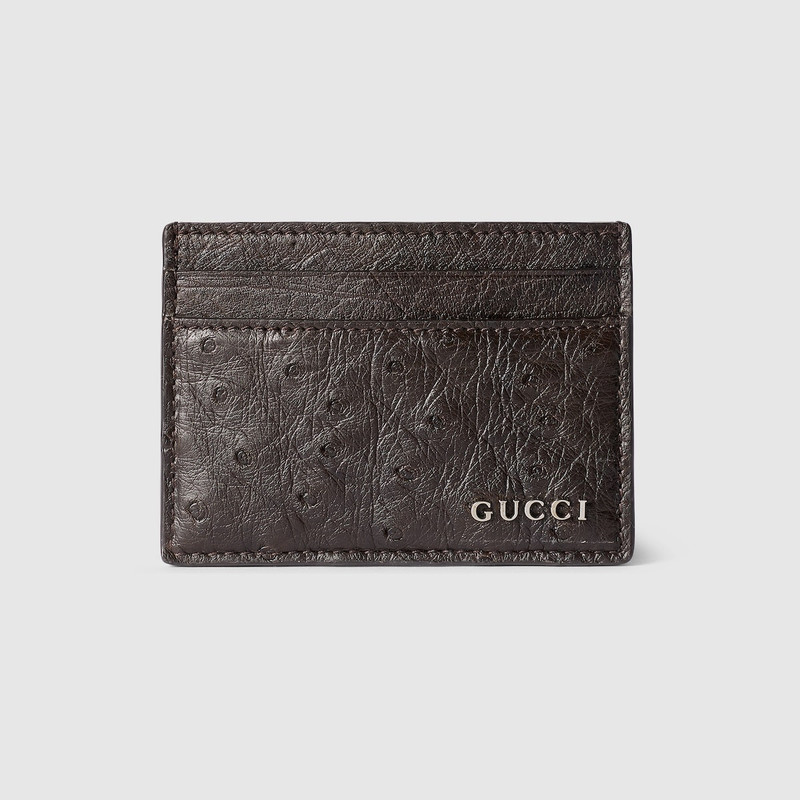 Ostrich card case with Gucci logo 1