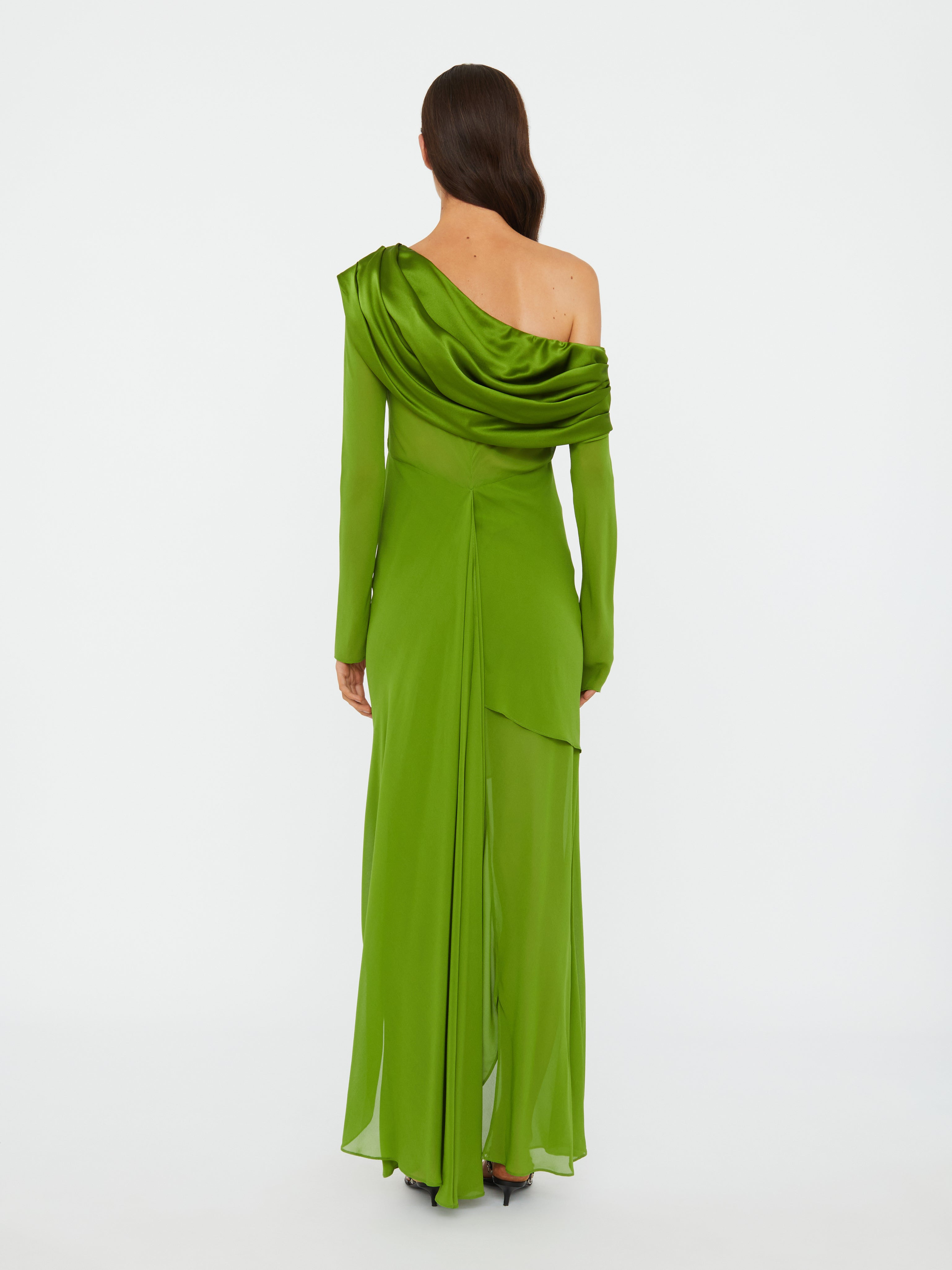 Silk Draped Shawl Dress - 4