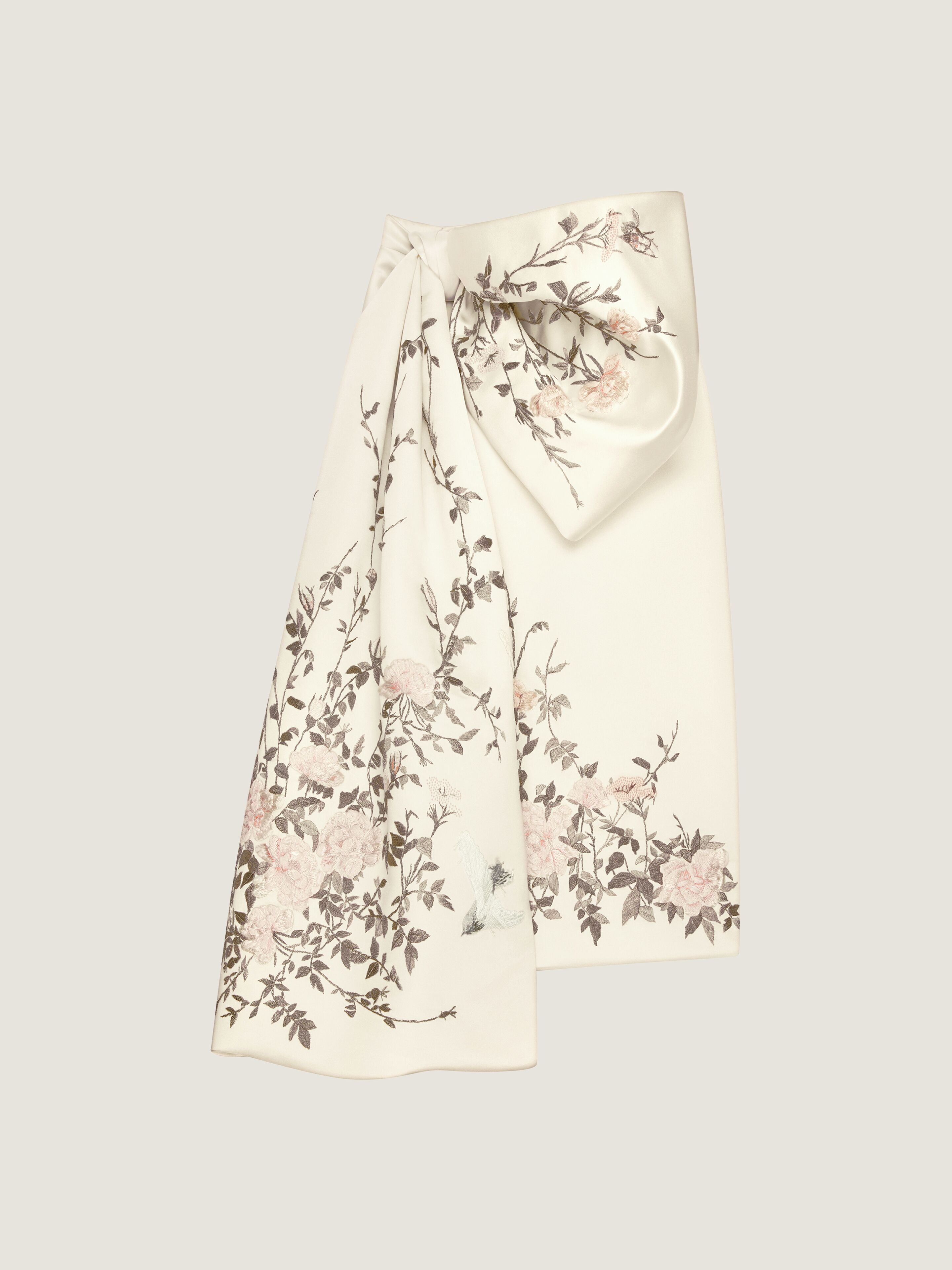 LONG SKIRT IN SATIN WITH BOW AND EMBROIDERIES - 1