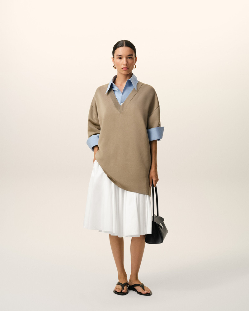 AMI Paris WHITE COTTON MIDI COROLLA SKIRT outlook