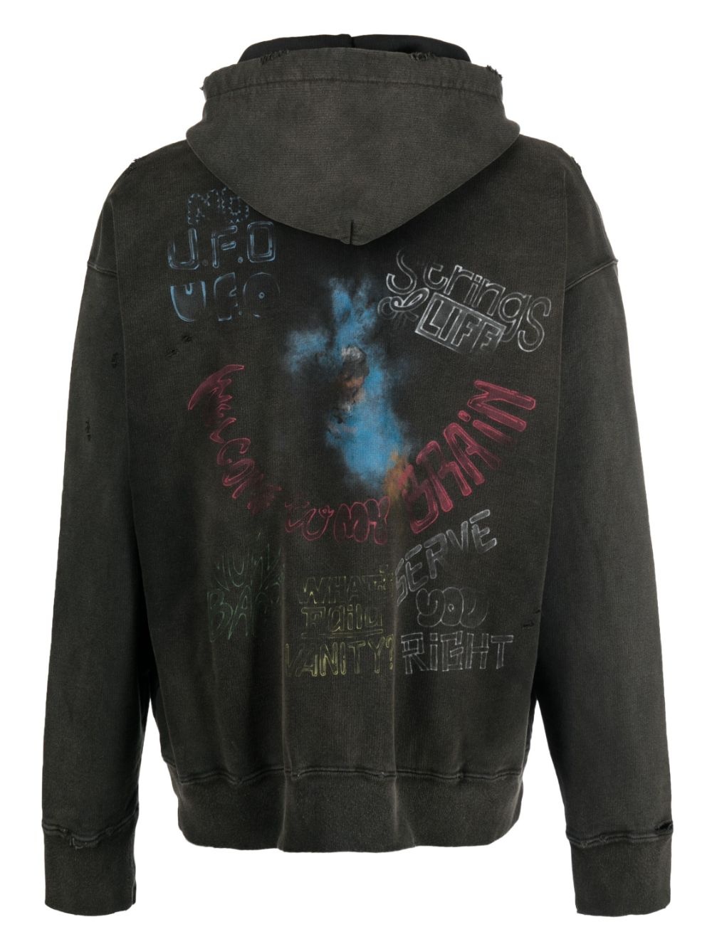 bleached-effect cotton hoodie - 2