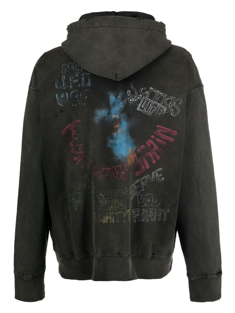 Maison MIHARAYASUHIRO bleached-effect cotton hoodie outlook