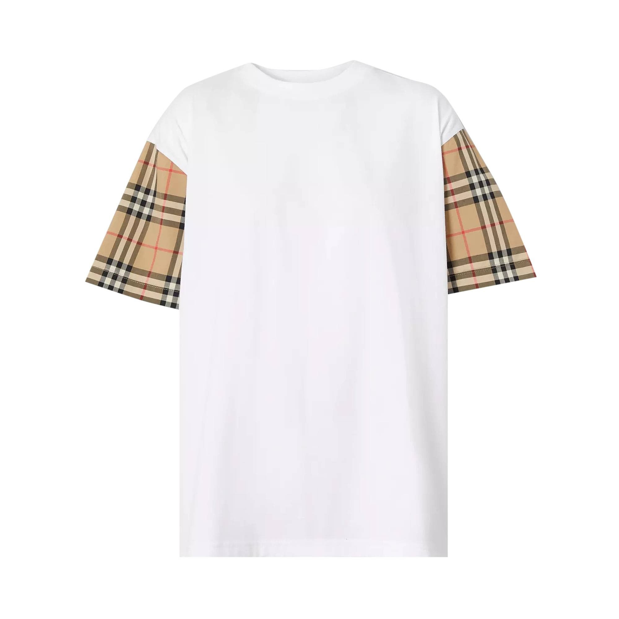 Burberry Vintage Check Sleeve Oversized T-Shirt 'White' - 1