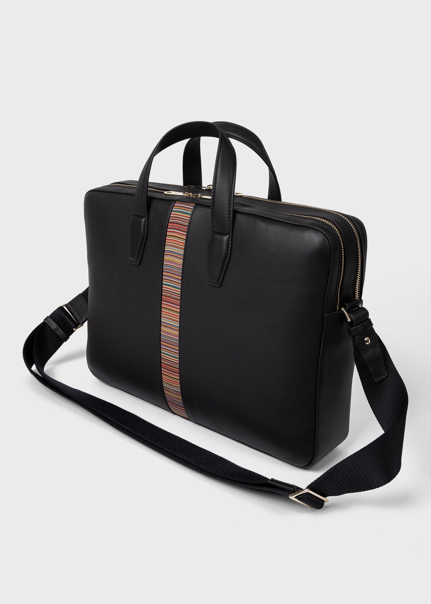 Black Leather 'Signature Stripe' Business Folio - 11